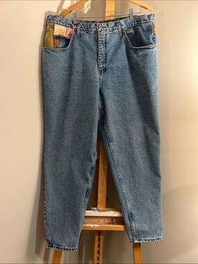 RARE VINTAGE Hollywood The Jean People Men’s Patchwork Waist Jeans W44